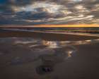 USA, New Jersey, Cape May National Seashore. Landscape with ocean and beach at sunset. Art Print